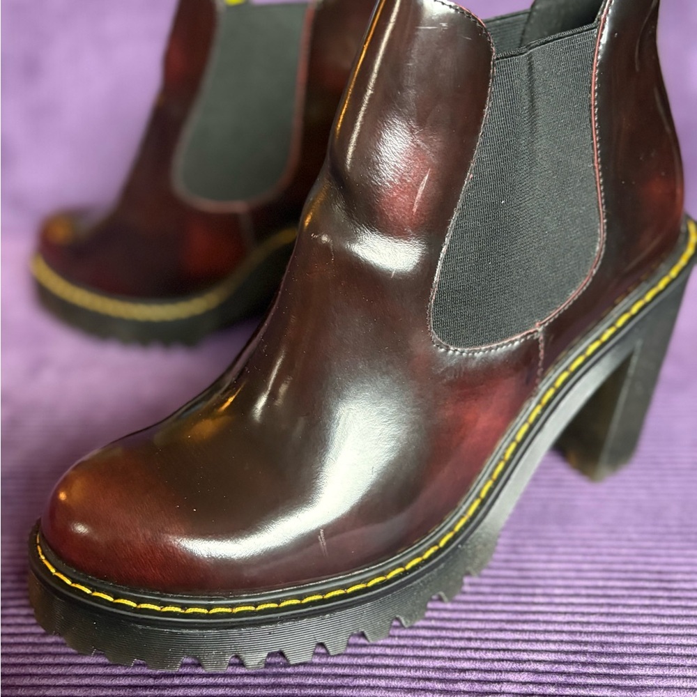 Dr. Martens Cherry Red Hurston Chelsea Boot - Picture 3 of 12